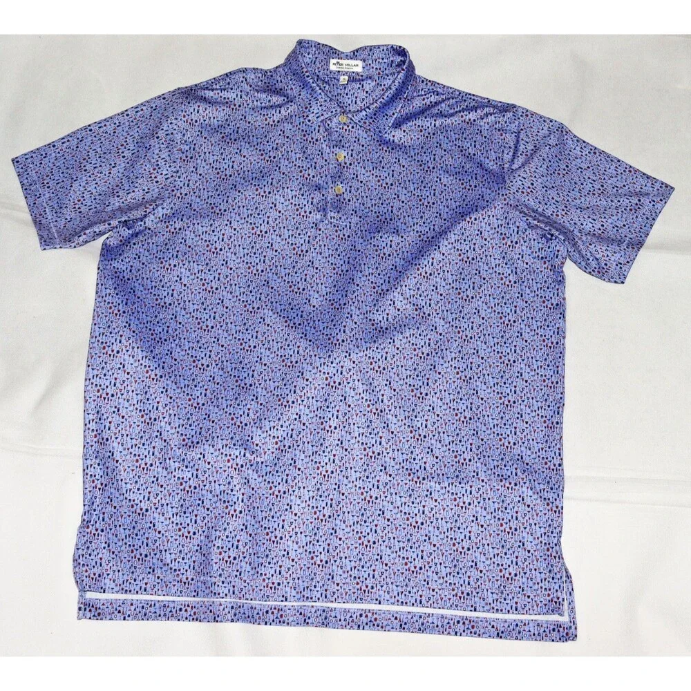 Peter Millar Summer Comfort Mens Cocktails Print Short Sleeve Polo Shirt Size XL